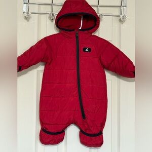 Jordan Jumpman Red & Black 6 Month Kids One Piece Lined Puffer Snowsuit